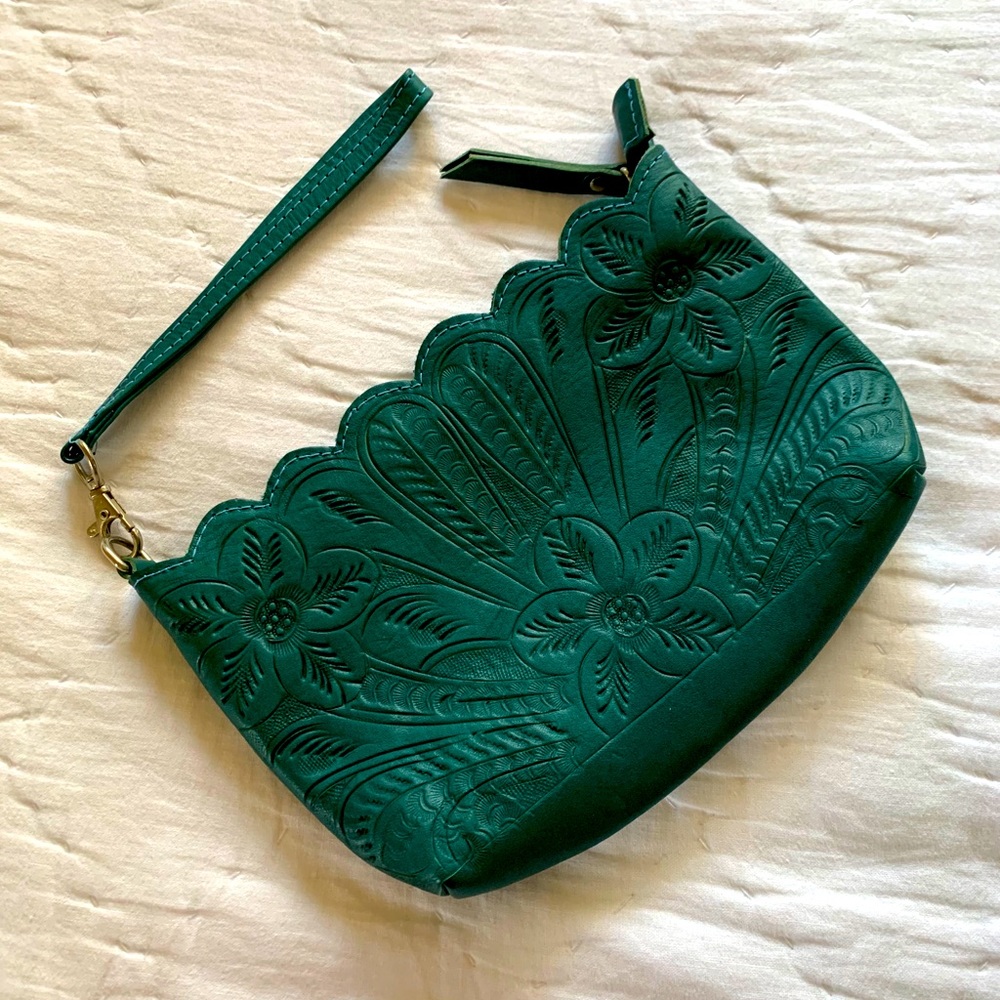 JL Saldivar Green Wristlet
